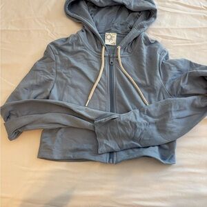 Aerie offline Blue cropped Zip-Up Hoodie